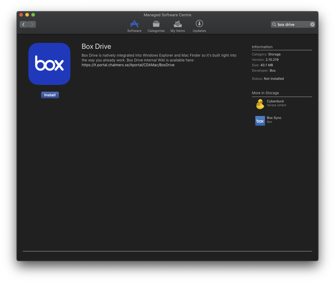 install box sync for mac